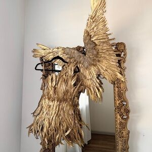 Gold feather fairy costume